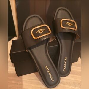 Leather Coach Slides - (Minimally Worn)
